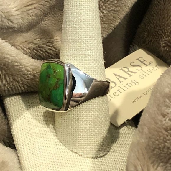 M BARSE Green Turquoise Sterling Silver Statement Ring Sz 9.5 or 10 - Picture 3 of 9